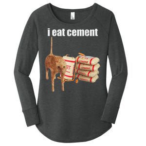 I Eat Cement Cursed Cat Funny Oddly Specific Dank Meme Women's Perfect Tri Tunic Long Sleeve Shirt