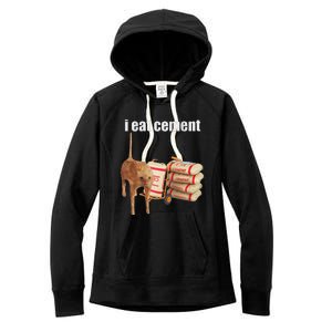 I Eat Cement Cursed Cat Funny Oddly Specific Dank Meme Women's Fleece Hoodie