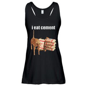 I Eat Cement Cursed Cat Funny Oddly Specific Dank Meme Ladies Essential Flowy Tank