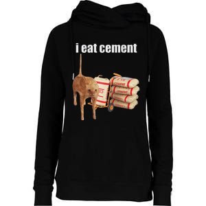 I Eat Cement Cursed Cat Funny Oddly Specific Dank Meme Womens Funnel Neck Pullover Hood