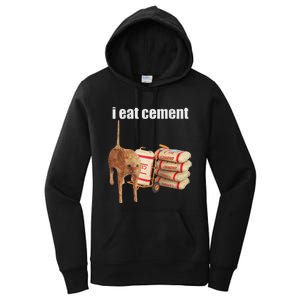 I Eat Cement Cursed Cat Funny Oddly Specific Dank Meme Women's Pullover Hoodie