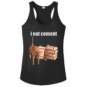 I Eat Cement Cursed Cat Funny Oddly Specific Dank Meme Ladies PosiCharge Competitor Racerback Tank