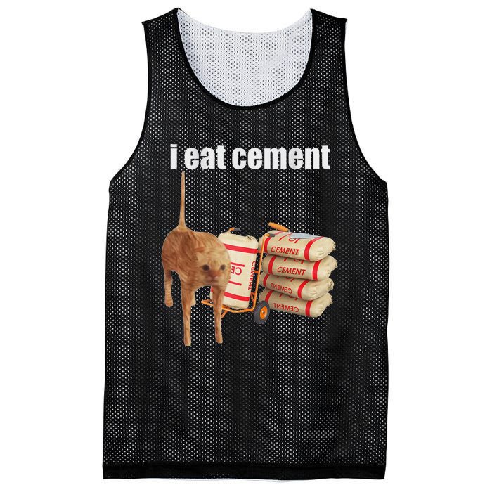 I Eat Cement Cursed Cat Funny Oddly Specific Dank Meme Mesh Reversible Basketball Jersey Tank