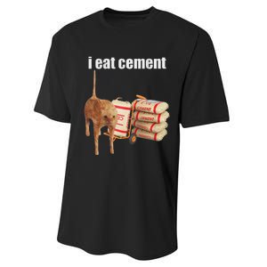 I Eat Cement Cursed Cat Funny Oddly Specific Dank Meme Performance Sprint T-Shirt