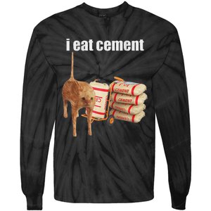 I Eat Cement Cursed Cat Funny Oddly Specific Dank Meme Tie-Dye Long Sleeve Shirt