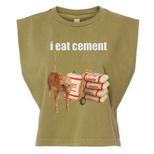 I Eat Cement Cursed Cat Funny Oddly Specific Dank Meme Garment-Dyed Women's Muscle Tee