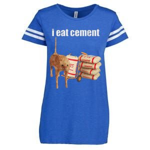 I Eat Cement Cursed Cat Funny Oddly Specific Dank Meme Enza Ladies Jersey Football T-Shirt