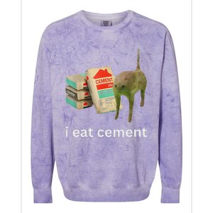 I Eat Cement Funny Meme Cat Colorblast Crewneck Sweatshirt