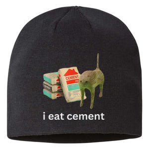 I Eat Cement Funny Meme Cat Sustainable Beanie