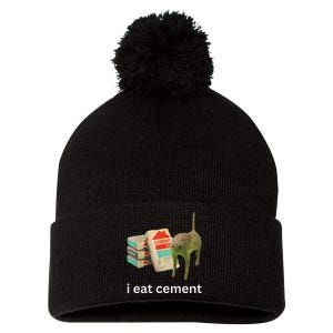 I Eat Cement Funny Meme Cat Pom Pom 12in Knit Beanie