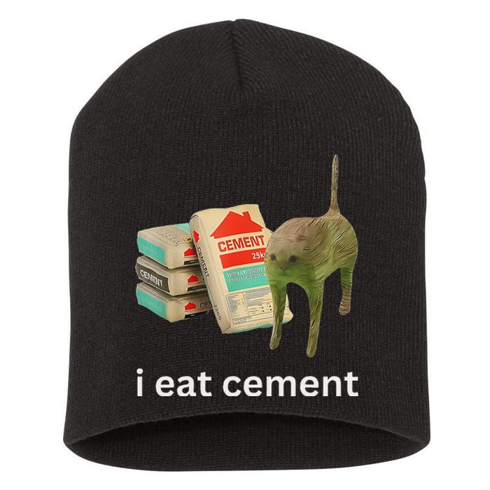 I Eat Cement Funny Meme Cat Short Acrylic Beanie