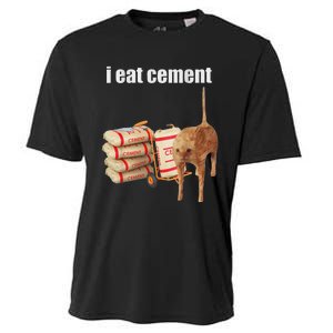 I Eat Cement Cursed Cat Funny Oddly Specific Meme Cooling Performance Crew T-Shirt