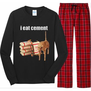 I Eat Cement Cursed Cat Funny Oddly Specific Meme Long Sleeve Pajama Set