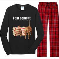 I Eat Cement Cursed Cat Funny Oddly Specific Meme Long Sleeve Pajama Set