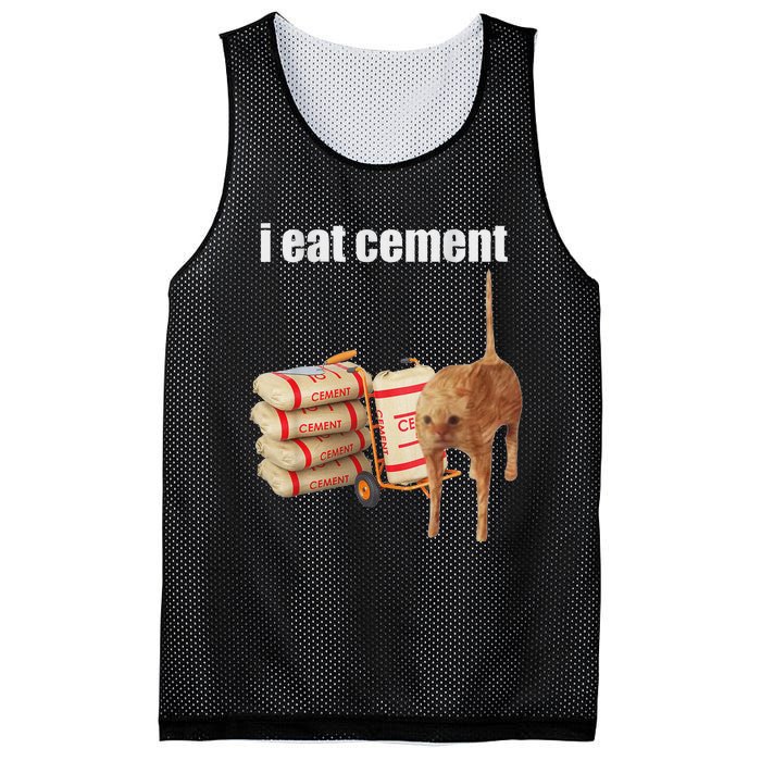 I Eat Cement Cursed Cat Funny Oddly Specific Meme Mesh Reversible Basketball Jersey Tank