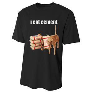 I Eat Cement Cursed Cat Funny Oddly Specific Meme Performance Sprint T-Shirt