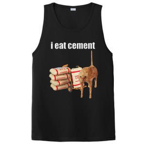 I Eat Cement Cursed Cat Funny Oddly Specific Meme PosiCharge Competitor Tank