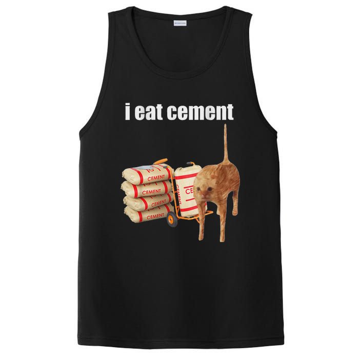 I Eat Cement Cursed Cat Funny Oddly Specific Meme PosiCharge Competitor Tank