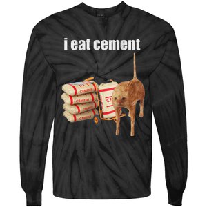 I Eat Cement Cursed Cat Funny Oddly Specific Meme Tie-Dye Long Sleeve Shirt