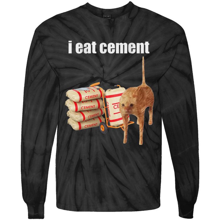 I Eat Cement Cursed Cat Funny Oddly Specific Meme Tie-Dye Long Sleeve Shirt