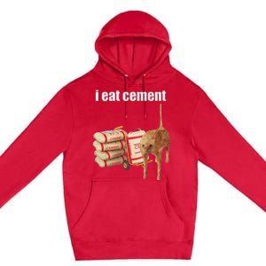 I Eat Cement Cursed Cat Funny Oddly Specific Meme Premium Pullover Hoodie