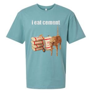 I Eat Cement Cursed Cat Funny Oddly Specific Meme Sueded Cloud Jersey T-Shirt