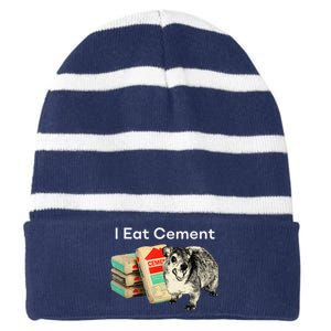 I Eat Cement Cursed Hyrax Funny Oddly Specific Dank Meme Striped Beanie with Solid Band