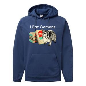 I Eat Cement Cursed Hyrax Funny Oddly Specific Dank Meme Performance Fleece Hoodie