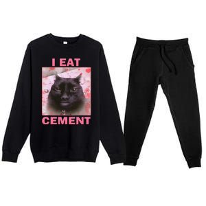 I Eat Cement Cat Premium Crewneck Sweatsuit Set