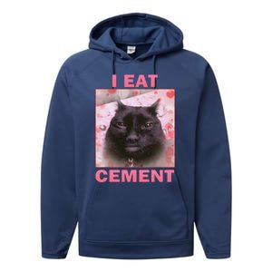 I Eat Cement Cat Performance Fleece Hoodie