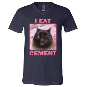 I Eat Cement Cat V-Neck T-Shirt