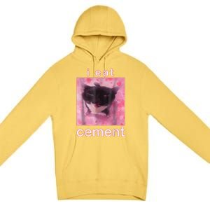 I Eat Cement Cursed Cat Funny Oddly Specific Dank Meme Premium Pullover Hoodie