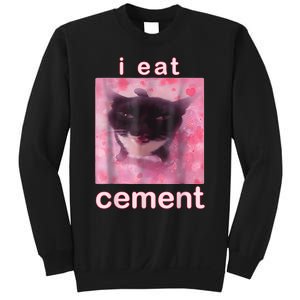 I Eat Cement Cursed Cat Funny Oddly Specific Dank Meme Sweatshirt