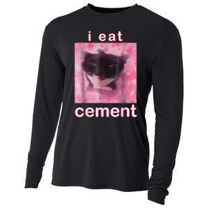 I Eat Cement Cursed Cat Funny Oddly Specific Dank Meme Cooling Performance Long Sleeve Crew