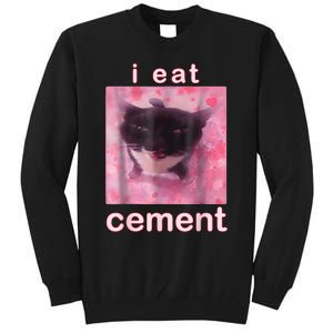 I Eat Cement Cursed Cat Funny Oddly Specific Dank Meme Tall Sweatshirt