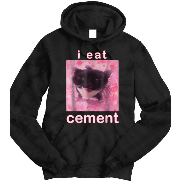 I Eat Cement Cursed Cat Funny Oddly Specific Dank Meme Tie Dye Hoodie