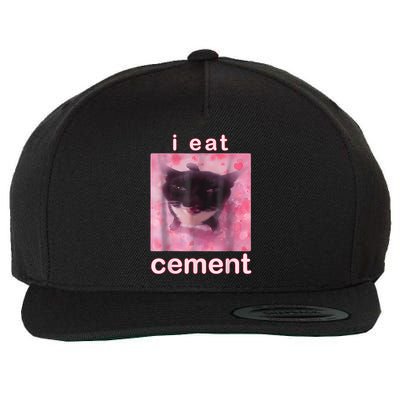 I Eat Cement Cursed Cat Funny Oddly Specific Dank Meme Wool Snapback Cap