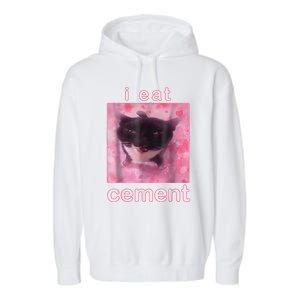 I Eat Cement Cursed Cat Funny Oddly Specific Dank Meme Garment-Dyed Fleece Hoodie