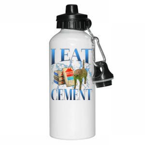 I Eat Cement Cursed Cat Funny Oddly Specific Meme Aluminum Water Bottle 