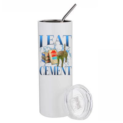 I Eat Cement Cursed Cat Funny Oddly Specific Meme Stainless Steel Tumbler