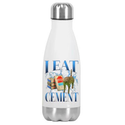 I Eat Cement Cursed Cat Funny Oddly Specific Meme Stainless Steel Insulated Water Bottle