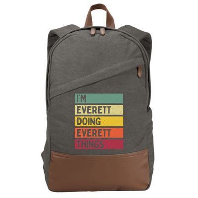 IM Everett Doing Everett Things Funny Personalized Quote Cotton Canvas Backpack