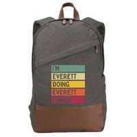 IM Everett Doing Everett Things Funny Personalized Quote Cotton Canvas Backpack