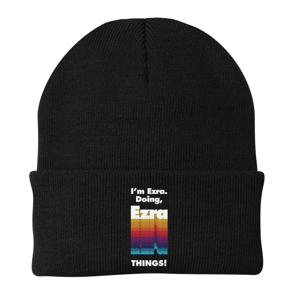 I'm Ezra Doing Ezra Things Funny Birthday Name Grunge Beanie
