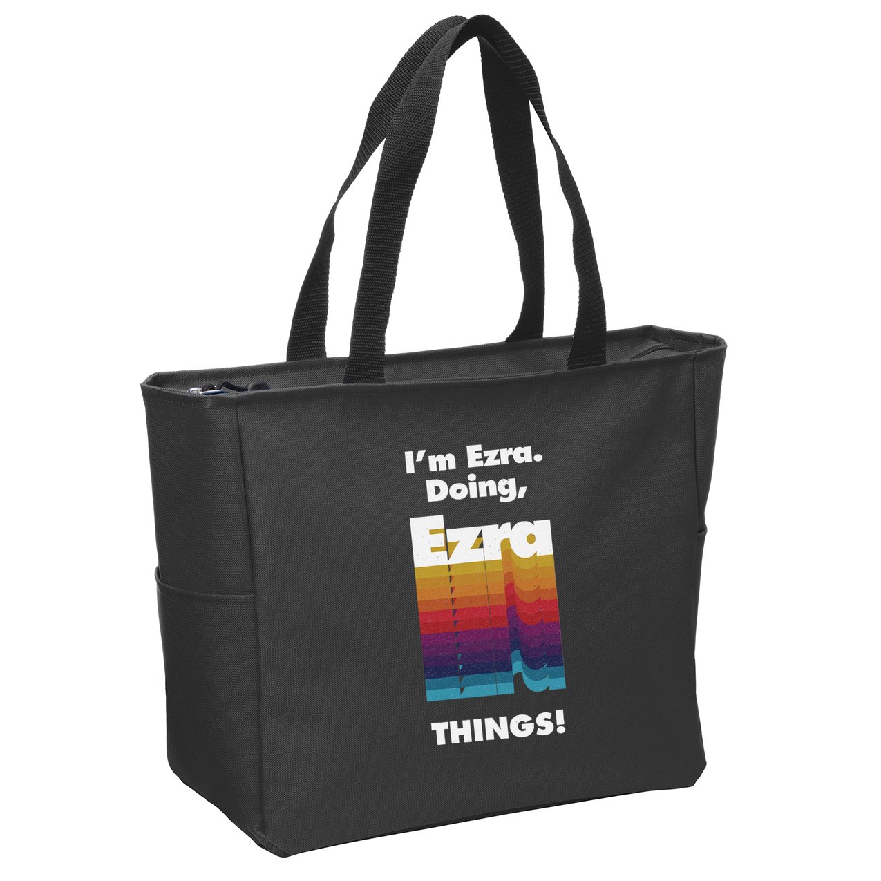 I'm Ezra Doing Ezra Things Funny Birthday Name Grunge Zip Tote Bag