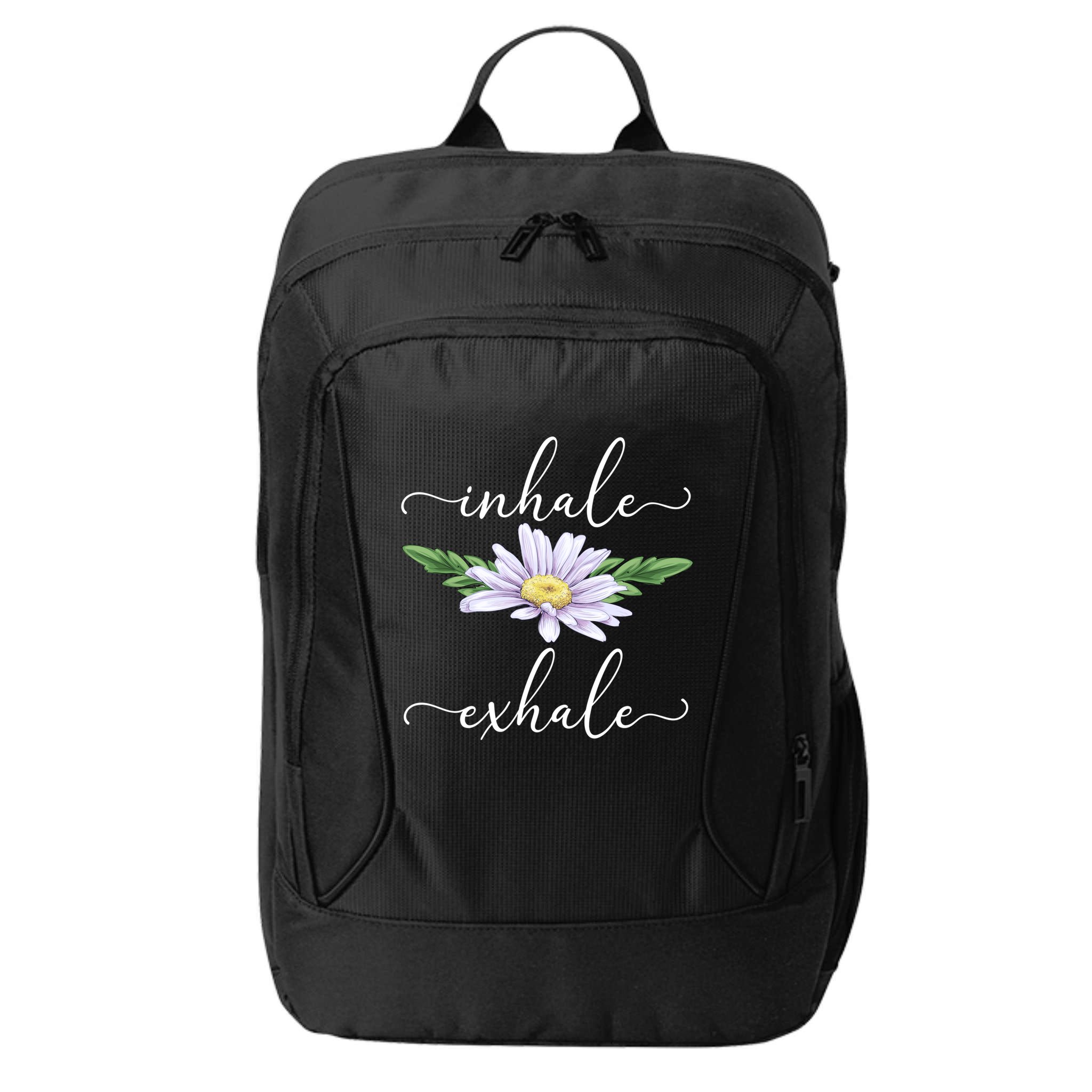 Inhale Exhale Daisy Flower Yoga Teacher Instructor Yogi Gift City Backpack