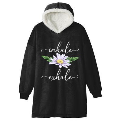 Inhale Exhale Daisy Flower Yoga Teacher Instructor Yogi Gift Hooded Wearable Blanket