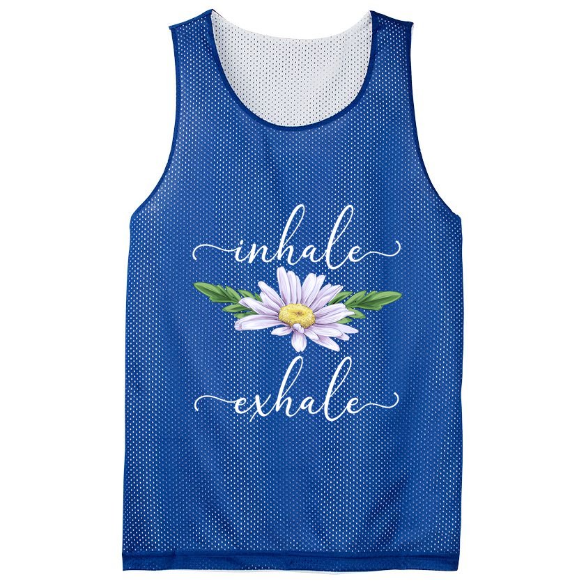 Inhale Exhale Daisy Flower Yoga Teacher Instructor Yogi Gift Mesh Reversible Basketball Jersey Tank