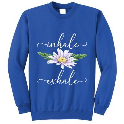 Inhale Exhale Daisy Flower Yoga Teacher Instructor Yogi Gift Tall Sweatshirt