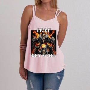 I Eat Drywall Cringe Hard Skeleton Meme Women's Strappy Tank